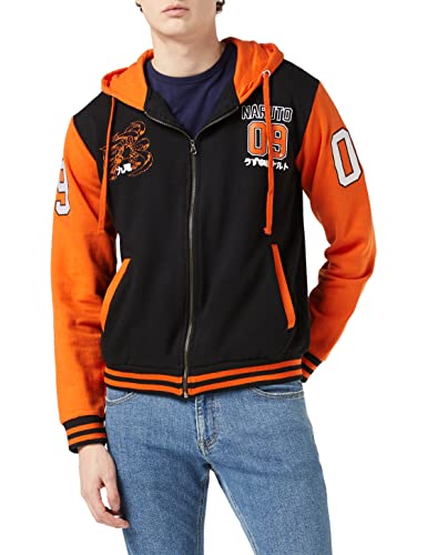 cotton division Herren Menaruttd006 Kapuzenpullover, Schwarz/Orange, XL von cotton division