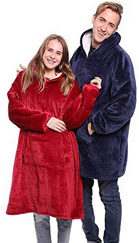 cotton yangda Super Dalian Hoodie with Pockets, warm and Comfortable, can be Worn on Both Sides, Suitable for Adults Men and Women - Casual Blue von cotton yangda