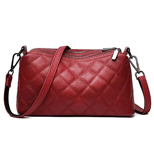 Kleine Damen Umhängetasche - Lingge Crossbody Bag Leder Handtasche Fashion Schultertasch Reisepass Abendtasche mit 3 Reißverschlussfächern, Verstellbarer und Abnehmbarer Schulterriemen City Clutch von cotwoco