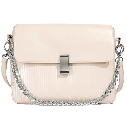 cotwoco Damen Kleine Umhängetasche - Frau Ketten Schultertasche PU Leder & Verstellbar Abnehmbar Schultergurt - Feste Crossbody Bag-Kette Schulterriemen Abendtasche Mode Elegant von cotwoco