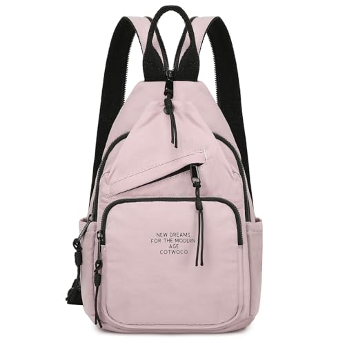 cotwoco Sling Bag Rucksack Damen und Herren - Leichte Brusttasche Kleine Schulterrucksack Umhängetasche Damen Stylisch Bauchtasche Crossbody Bag für Sport, Reisen, Einkaufen von cotwoco