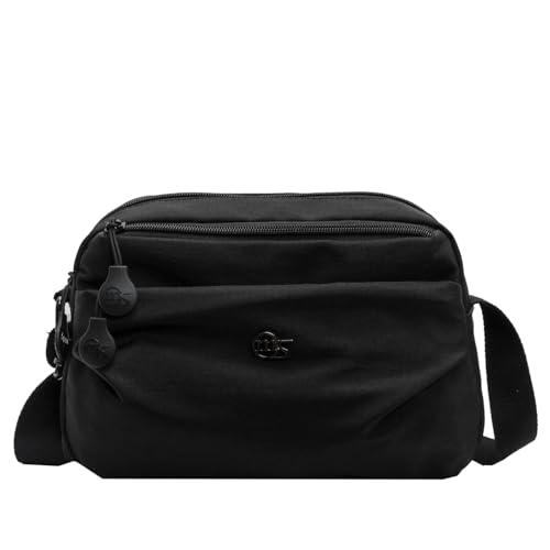 cotwoco Umhängetasche Damen, Wasserdicht Nylon Crossbody Bag Damen mit Leichte Schultertasche Verstellbarer Breitem Freizeit Kleine Messenger Bag für Einkaufen, Reisen 4 Reißverschlussfächer von cotwoco