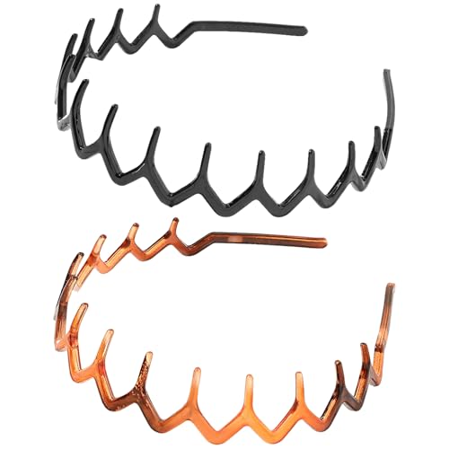 Zick-Zack-Stirnband, Zickzack-Stirnband, verstellbare Zahn-Stirnbänder, modische Damen-Zahn-Stirnbänder, rutschfestes Haar-Accessoire, modisches Mädchen-Haarband, Kunststoff-Haarbänder, 2 Stück von couduan