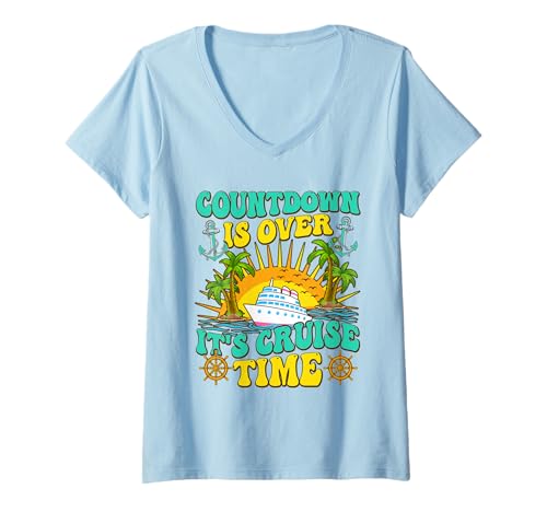 Damen Der Countdown ist vorbei, es ist Kreuzfahrt, fetzig für Damen T-Shirt mit V-Ausschnitt Damen Der Countdown ist vorbei, es ist Kreuzfahrt, fetzig für Damen T-Shirt mit V-Ausschnitt von countdown is over it's cruise time tee.co