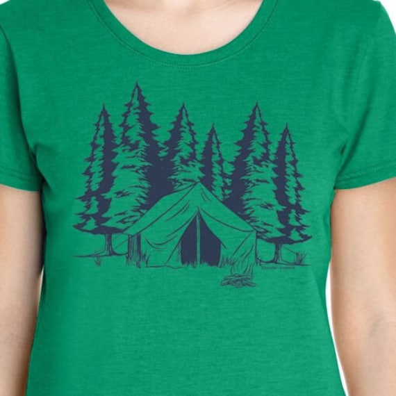 Verkauf Nicht Mehr Hergestelltes Camping T-Shirt - Kelly Green von countercouturedesign