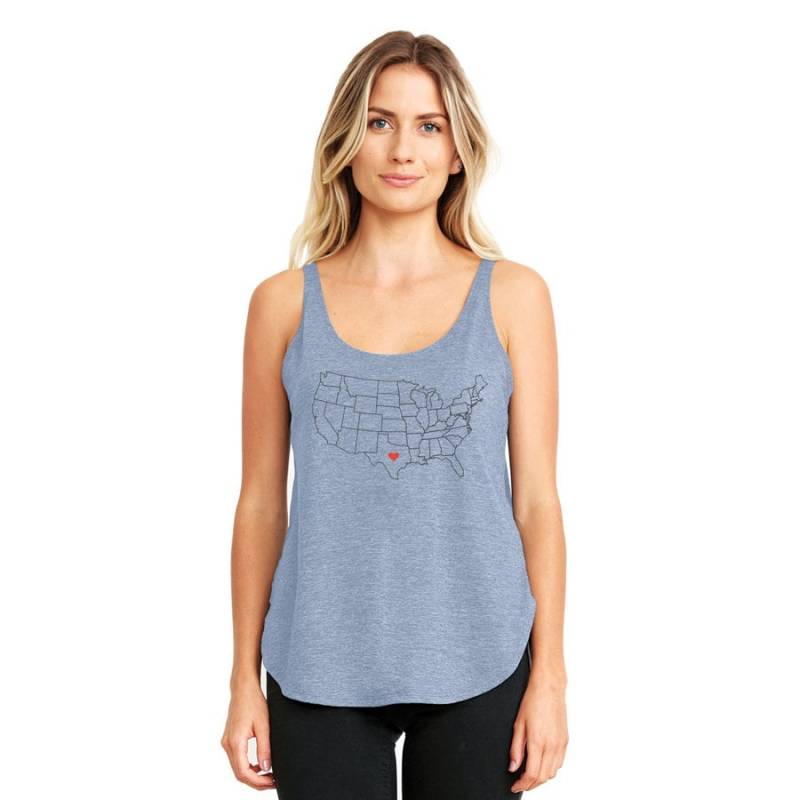 Verkauf Personalisierbare Home State Pride Bekleidung - Map Tank Damen T-Shirt Karten-Shirt Heather Blue von countercouturedesign