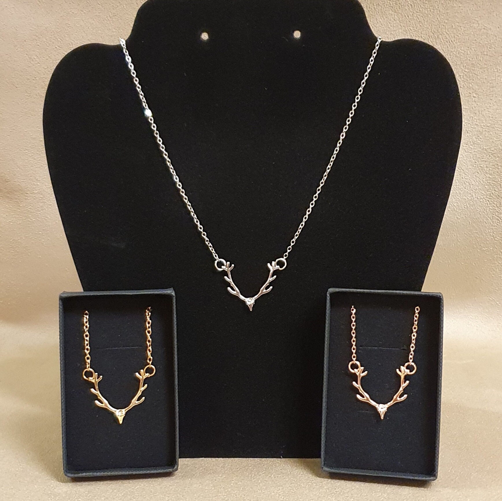 Geweih Halskette. Silber, Gold, Rosegold. Kommt Verpackt von countrycraftydesign