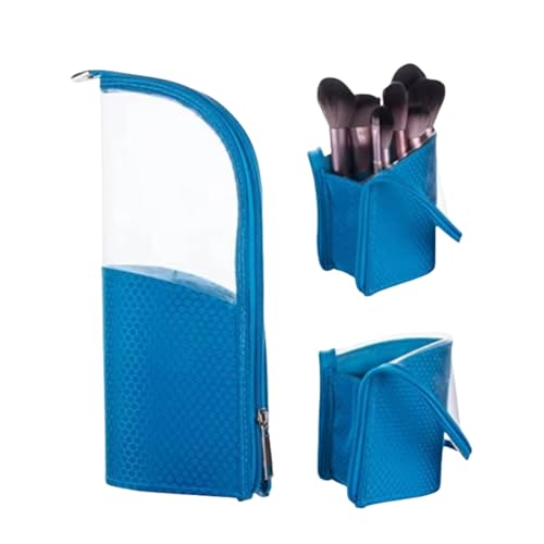 couragejoy Reise-Make-up-Pinsel-Organizer, transparenter Kunststoff und Oxford-Kosmetikkoffer mit Reißverschluss, tragbar, wasserdicht, Stand-Up Make-up-Pinseltasche, Blau, Freizeit couragejoy Reise-Make-up-Pinsel-Organizer, transparenter Kunststoff und Oxford-Kosmetikkoffer mit Reißverschluss, tragbar, wasserdicht, Stand-Up Make-up-Pinseltasche, Blau, Freizeit von couragejoy