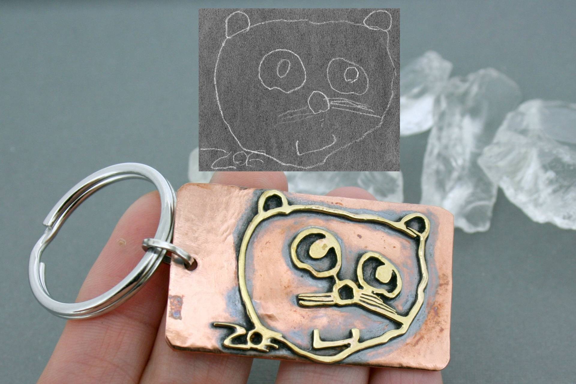 Kind Kunstwerk Schlüsselanhänger - Zeichnung Andenken Herren Handgefertigte Geschenk Für Papa Mama Kind Kunstwerk Schlüsselanhänger - Zeichnung Andenken Herren Handgefertigte Geschenk Für Papa Mama von courtneymariejewelry