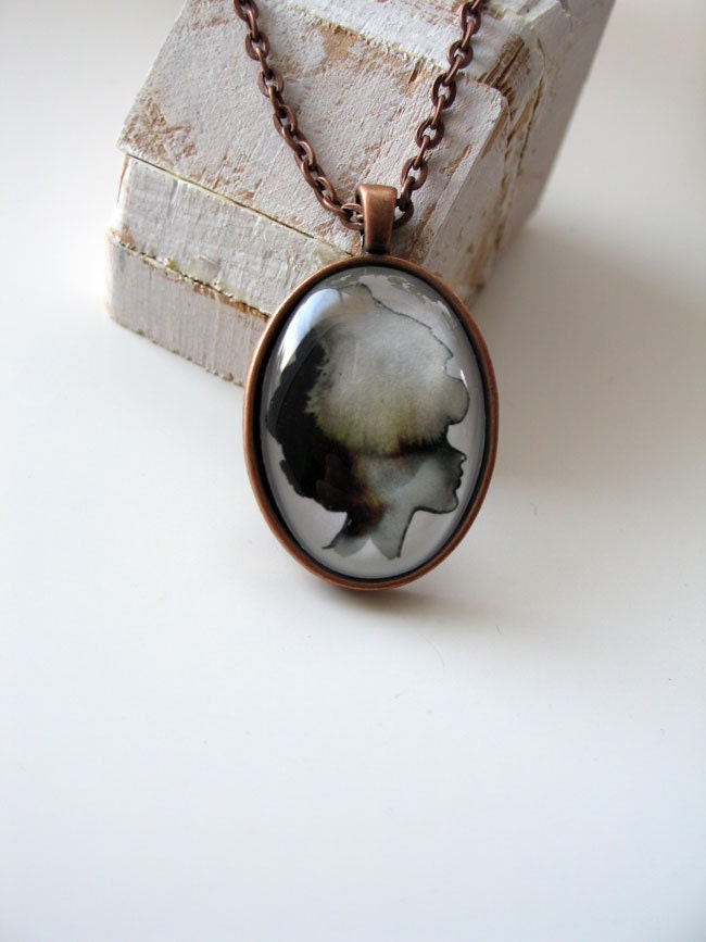 Aquarell Silhouette Halskette - Mini Print Foto Halsbandanhänger Und Kette Oval Aquarell Silhouette Halskette - Mini Print Foto Halsbandanhänger Und Kette Oval von courtneyoquist