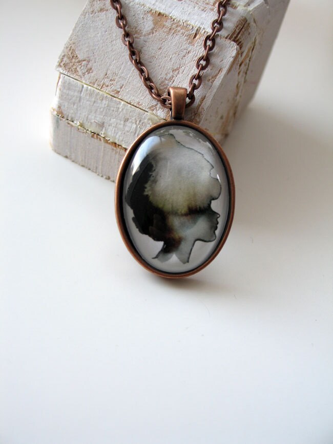 Aquarell Silhouette Halskette - Mini Print Foto Halsbandanhänger Und Kette Oval Aquarell Silhouette Halskette - Mini Print Foto Halsbandanhänger Und Kette Oval von courtneyoquist