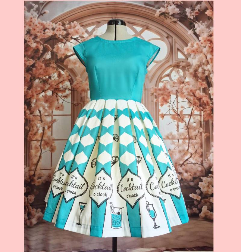 Cocktail Time Kleid | Vintage Retro 50Er Jahre Sommer Mit Print von couture4costumes