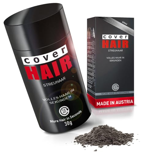 COVER HAIR - Premium Streuhaar 30g | Schütthaar zur Haarverdichtung und Ansatzkaschierung | Authentischer Look in für Männer und Frauen| 100% Natürliches Grau 30g von cover HAIR