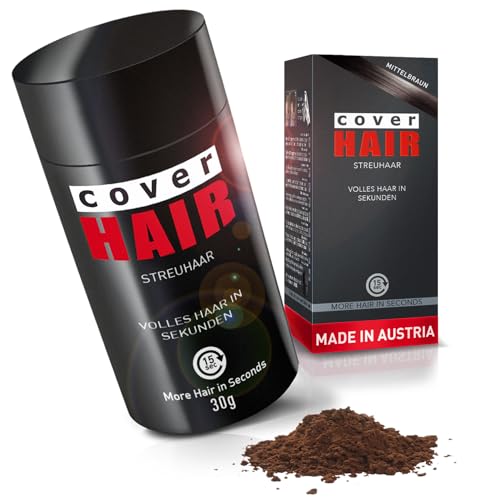 COVER HAIR - Premium Streuhaar 30g | Schütthaar zur Haarverdichtung und Ansatzkaschierung | Authentischer Look in für Männer und Frauen| 100% Natürliches Mittelbraun 30g von cover HAIR