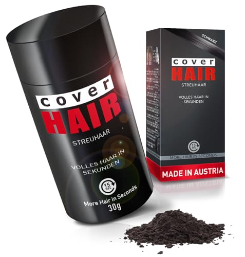 COVER HAIR - Premium Streuhaar 30g | Schütthaar zur Haarverdichtung und Ansatzkaschierung | Authentischer Look in für Männer und Frauen| 100% Natürliches Schwarz 30g von cover HAIR