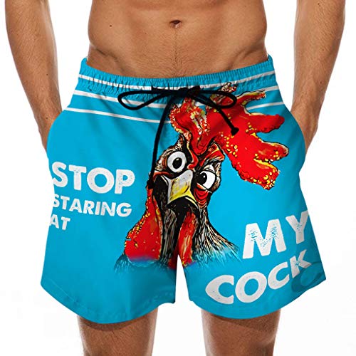 coyer Herren Badeshorts Jungen Badehose Grafik Lustig 3D gedruckt Beachshorts Schnelltrocknend Boardshorts Strand Shorts Farbblock gestreift,Stop Staring at My Cock von coyer