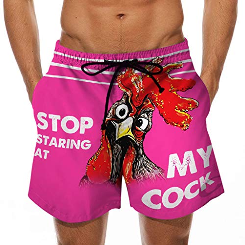 coyer Herren Badeshorts Jungen Badehose Grafik Lustig 3D gedruckt Beachshorts Schnelltrocknend Boardshorts Strand Shorts Farbblock gestreift,Stop Staring at My Cock von coyer