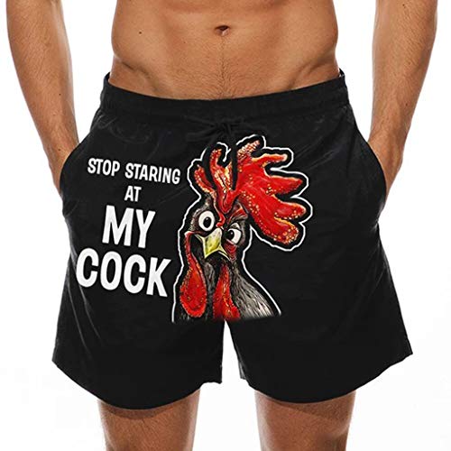 coyer Herren Badeshorts Jungen Badehose Grafik Lustig 3D gedruckt Beachshorts Schnelltrocknend Boardshorts Strand Shorts Farbblock gestreift,Stop Staring at My Cock von coyer