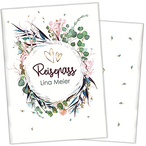 cozy racoon Reisepasshülle für Erwachsene und Kinder | Hochwertige Hülle für den Reisepass ab 03/2017 | Schutzhülle im Design Flower Party (mit Name/mit Personalisierung) von cozy racoon