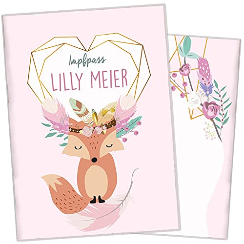 cozy racoon Personalisierbare Impfpasshülle für Erwachsene und Kinder | Hochwertige Hülle für die Internationale Impfbescheinigung I Schutzhülle für Dein Impfdokument I Design Boho Fuchs Rosa von cozy racoon