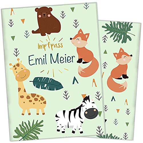 cozy racoon Personalisierbare Impfpasshülle für Erwachsene und Kinder | Hochwertige Hülle für die Internationale Impfbescheinigung I Schutzhülle für Dein Impfdokument I Design Zebra & Giraffe von cozy racoon