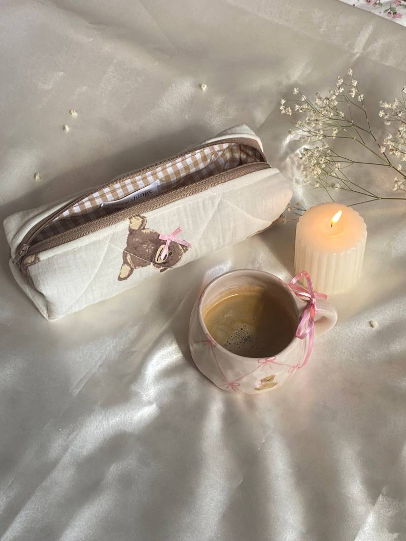 Teddy Bear Pencil Case With Ribbon - Cute Case - Pouch - Ribbon Pen von cozythingshoppu