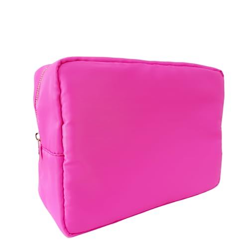 cqoogrlx Make-up-Tasche, Nylon-Kosmetiktasche mit Reißverschluss, Reise-Kulturbeutel, Make-up-Organizer, adrette Make-up-Tasche, klein, groß für Frauen, Large Hot Pink, Large von cqoogrlx