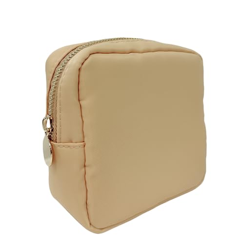 cqoogrlx Make-up-Tasche, Nylon-Kosmetiktasche mit Reißverschluss, Reise-Kulturbeutel, Make-up-Organizer, adrette Make-up-Tasche, klein, groß für Frauen, Mini Tan, Mini von cqoogrlx