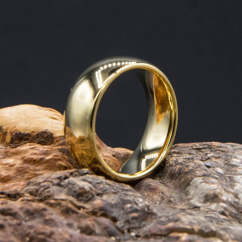 Bandring Aus Wolfram Stahl Golden Herren Damen 8mm Breit Gold Glänzend von craft4passion