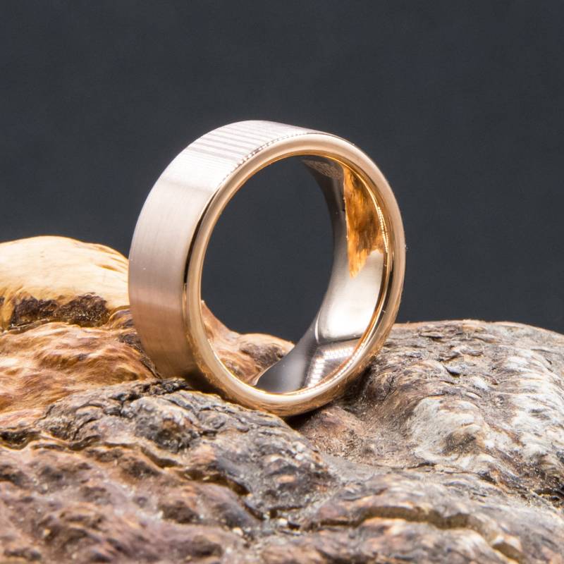 Ring Aus Wolfram Stahl in Kupfer Farbe Gebürstet Herren Damen 8mm Breit von craft4passion