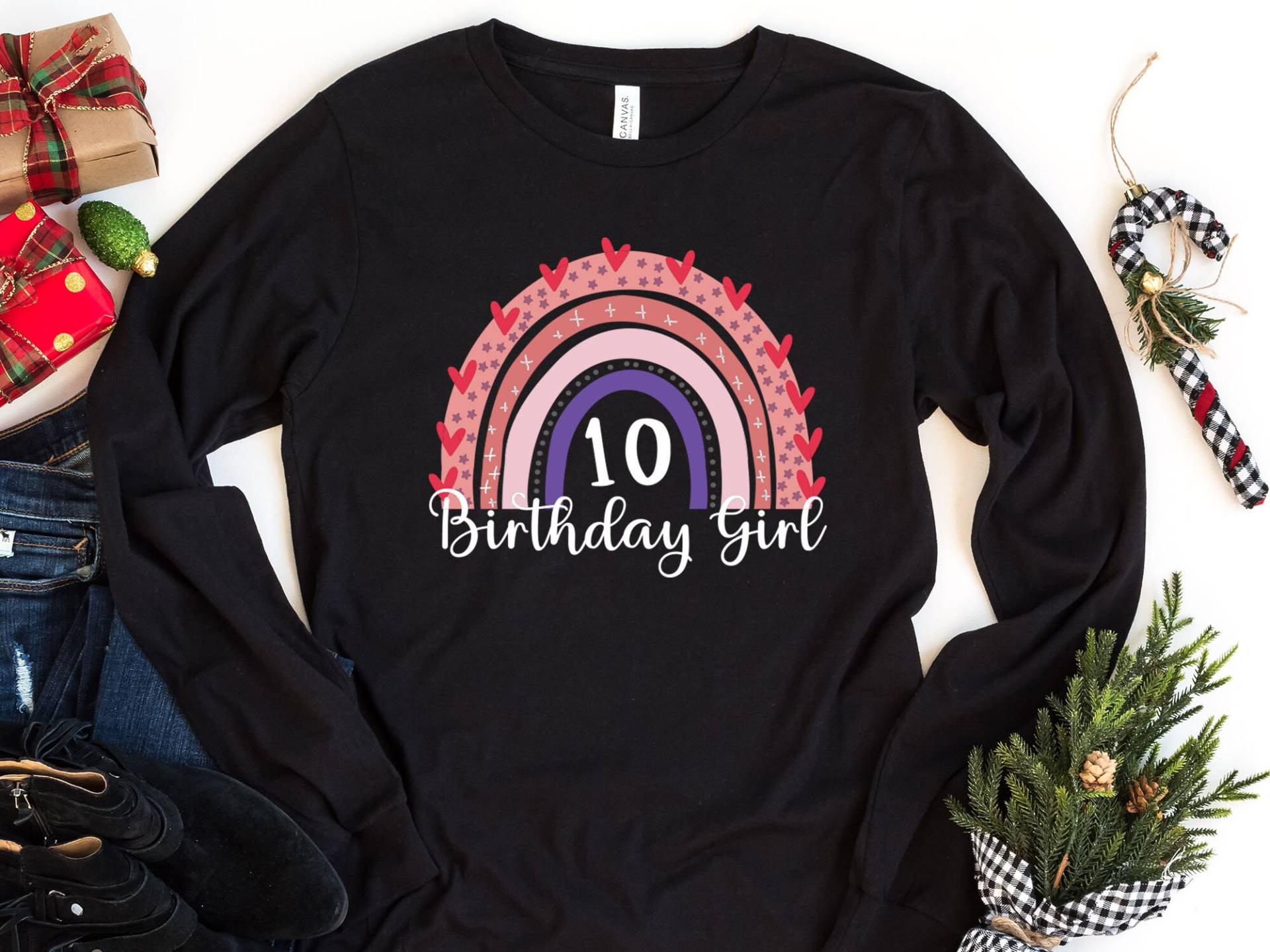 10 Geburtstag Mädchen Langarm Shirt, Geschenk, Party Geschenk Für von craftgatedesign