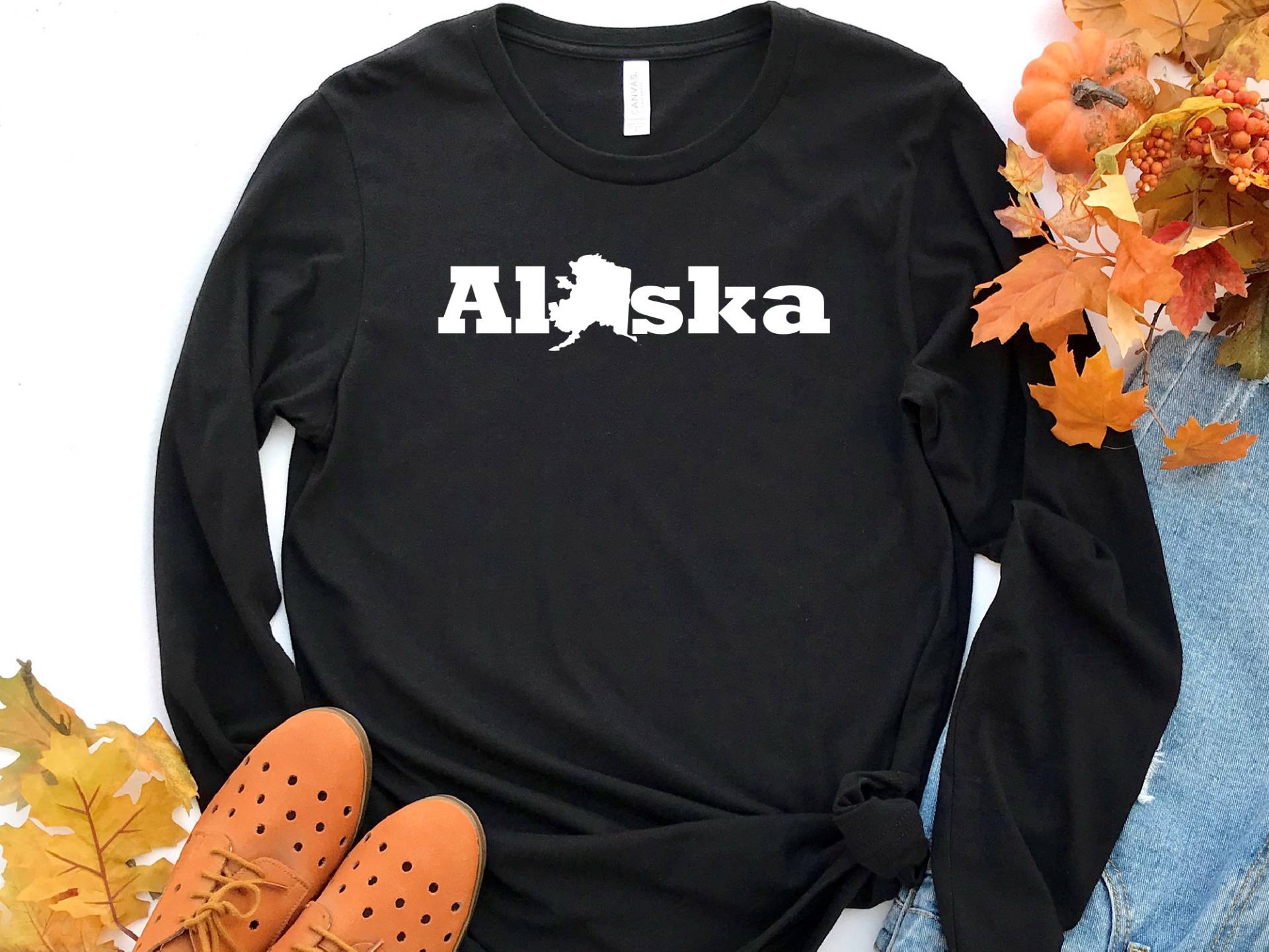 Alaska Langarm-Shirt, Geschenk, State Karte Zuhause von craftgatedesign