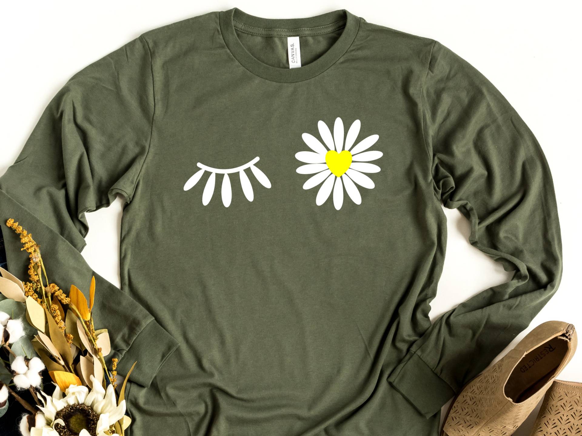 Daisy Langarmshirt, Blumenmädchen Geburtstagsgeschenk, T-Shirt, Floral Geschenk Für Sie, Tees von craftgatedesign