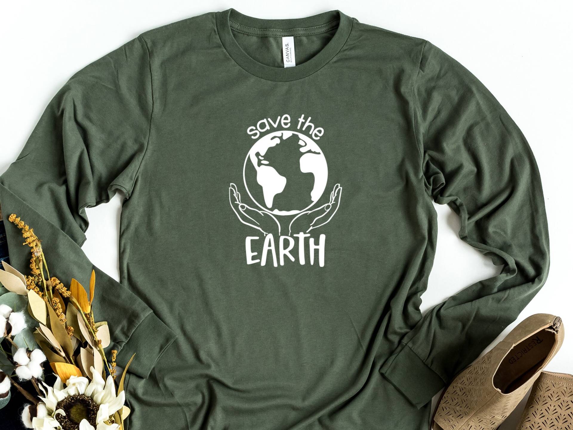 Erde Langarm Shirt, Save The Earth Day Geschenk, Planet T-Shirt, Umwelt Shirts von craftgatedesign