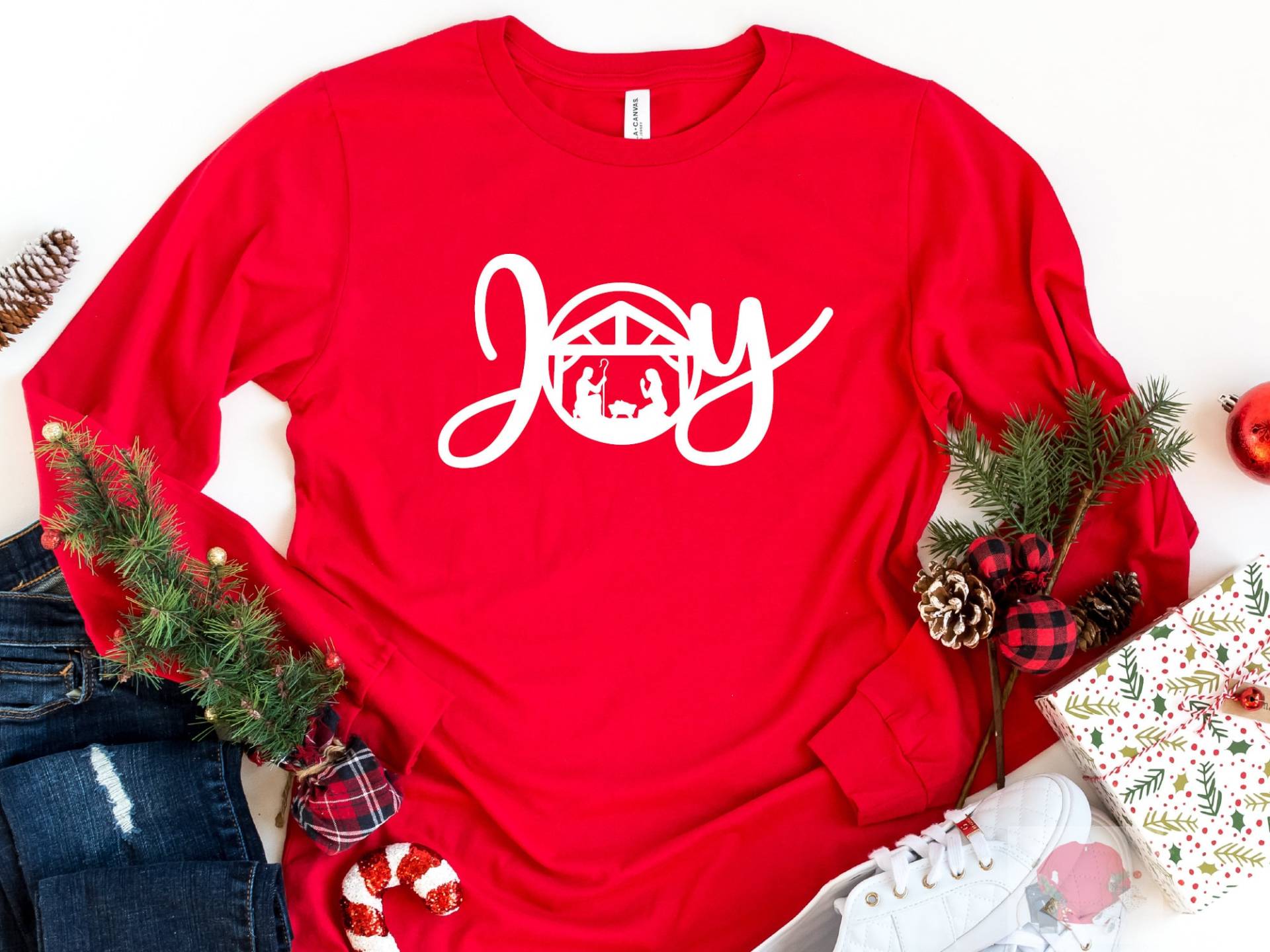 Freude Langarmshirt, Weihnachtsfreude Shirt, Wählen Sie Inspirational Christian Motivations Weihnachts Shirt von craftgatedesign