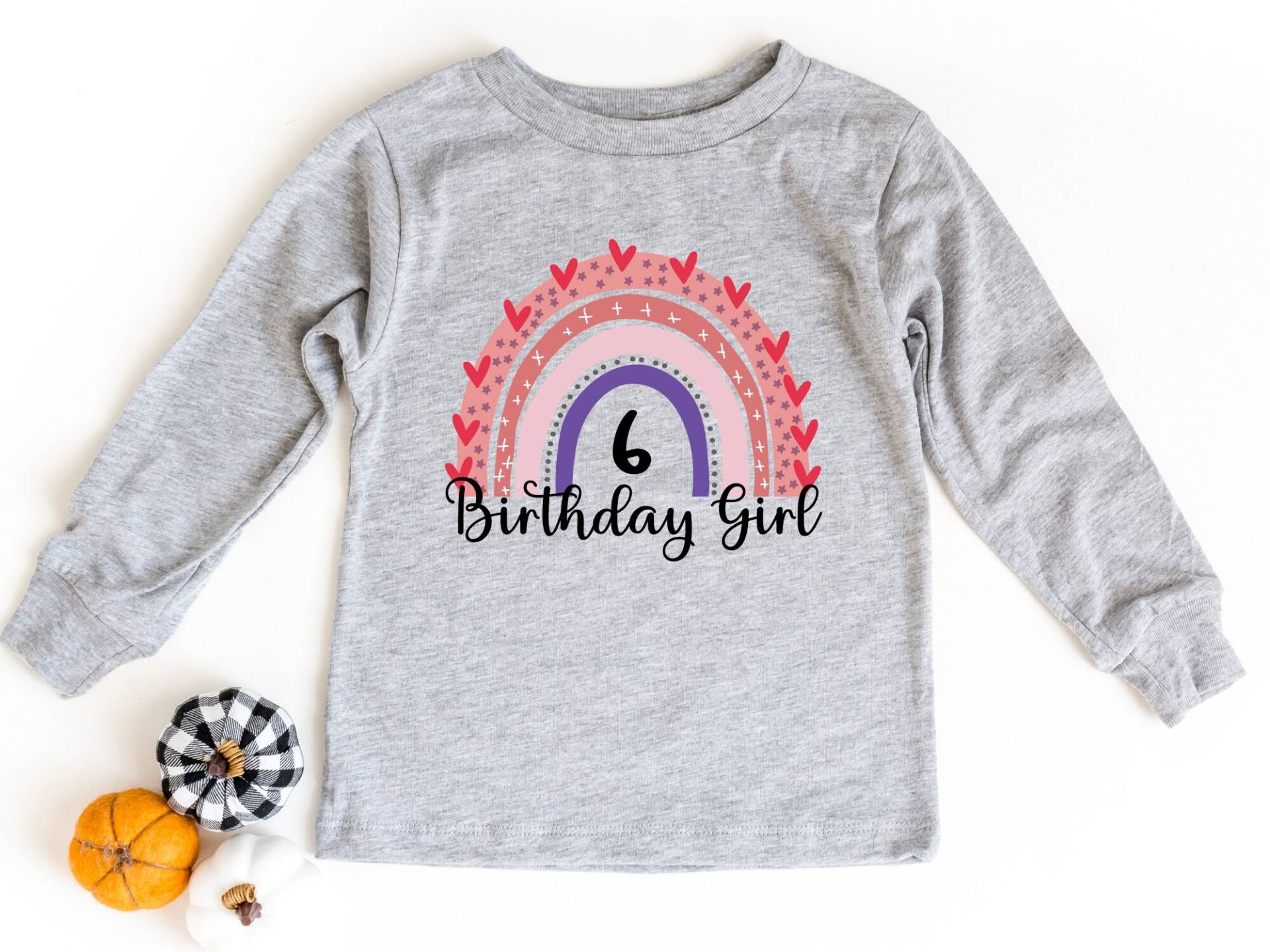 Geburtstag Mädchen Langarm Shirt, 6. Geschenk, Party Regenbogen Shirt von craftgatedesign