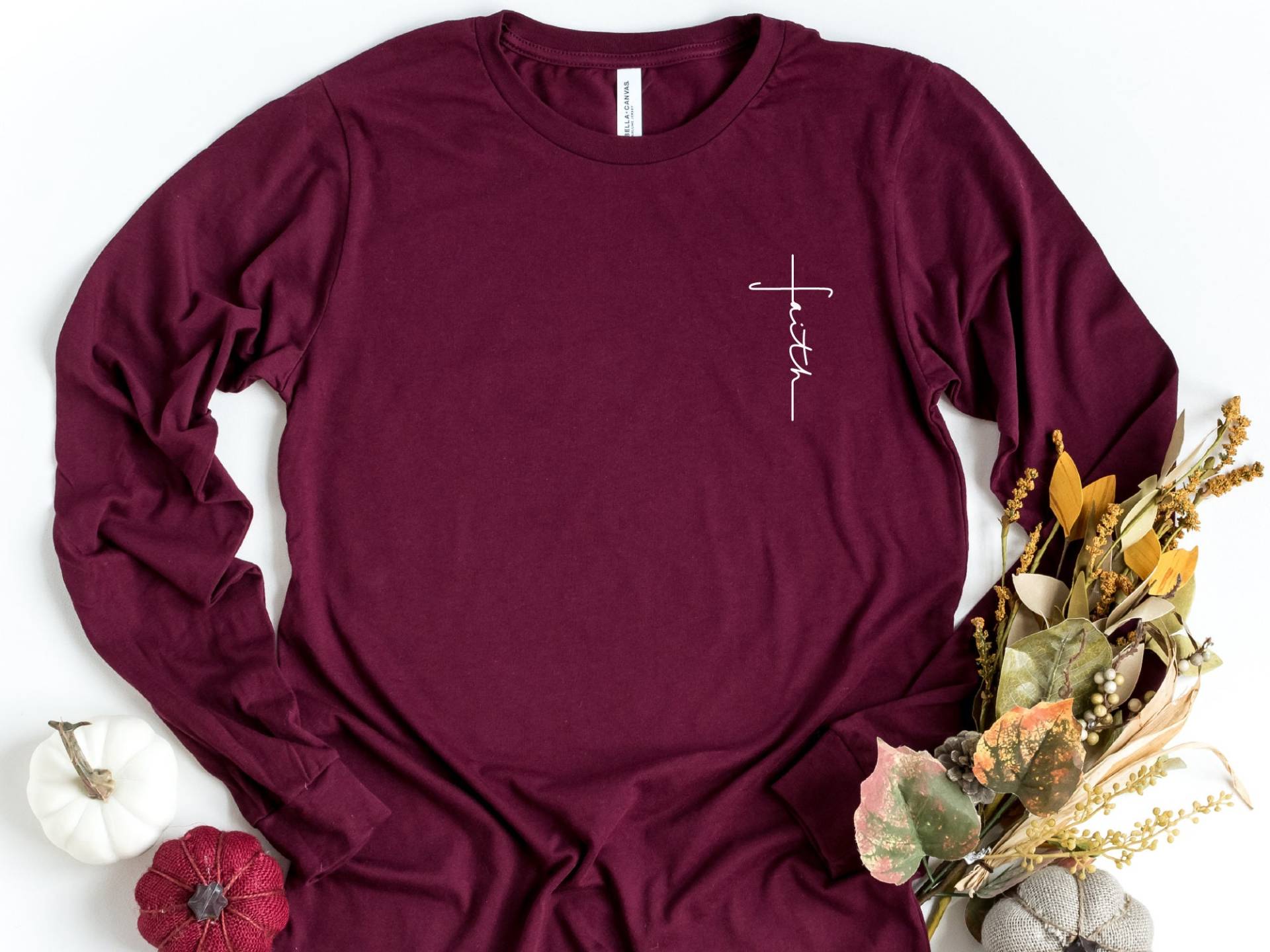 Glaube Kreuz Langarm Shirt, Taschen Christian Geschenk, Vertikal Shirt von craftgatedesign