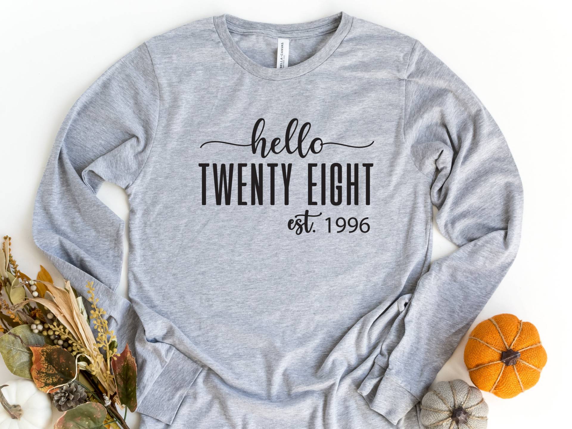 Hello Twenty Eight Langarm Shirt, 28. Geburtstag Hallo Geschenk, Est 1996, Achtundzwanzigste Geburtstagsgeschenk von craftgatedesign