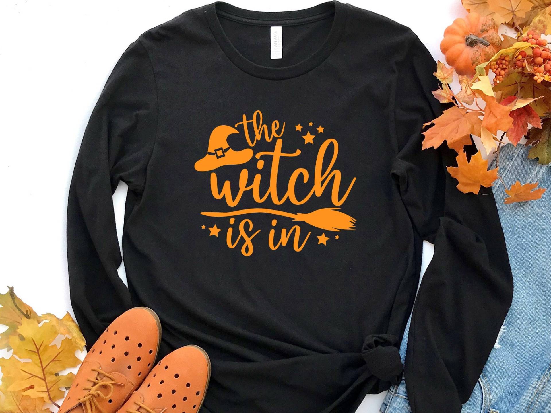 Hexe Langarm-Shirt, Halloween-Hexe, Halloween-Geschenk, Halloween-Hexe-T-Shirt, Herbst-Shirt, Halloween-Hexen, Hexen-Shirt Damen Halloween von craftgatedesign