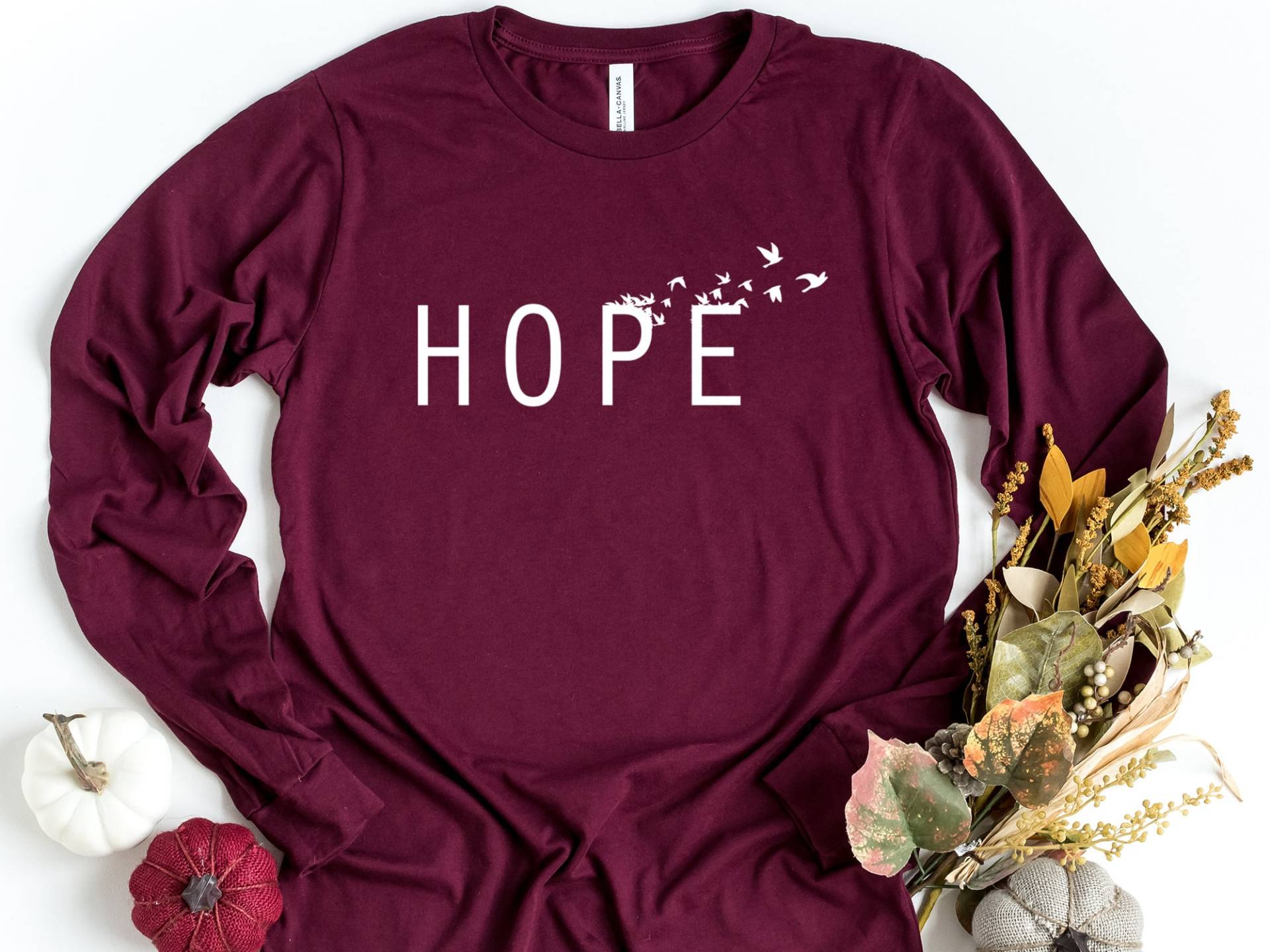 Hoffnung Langarm-Shirt, Freie Vögel, Glaube Vogel Positives Shirt, Motivierendes Christliches Geschenk-Shirt von craftgatedesign