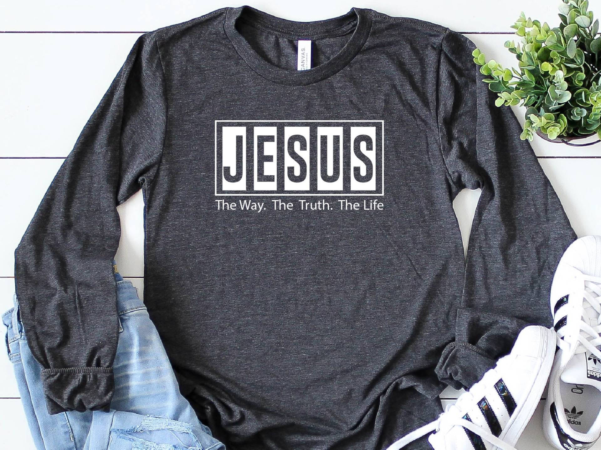 Jesus Der Weg Langarm Shirt, Die Wahrheit Das Leben, Glaube Tshirt, Religion Geschenk Oster Shirt von craftgatedesign