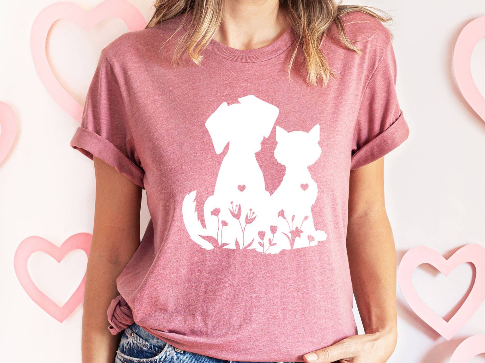 Katzen Und Hund Shirt, Haustier-Liebhaber-Shirt, Geschenk Für Katzenliebhaber, Hunde-Liebhaber-Shirt, Katzen - Hundebesitzer-T-Shirt von craftgatedesign
