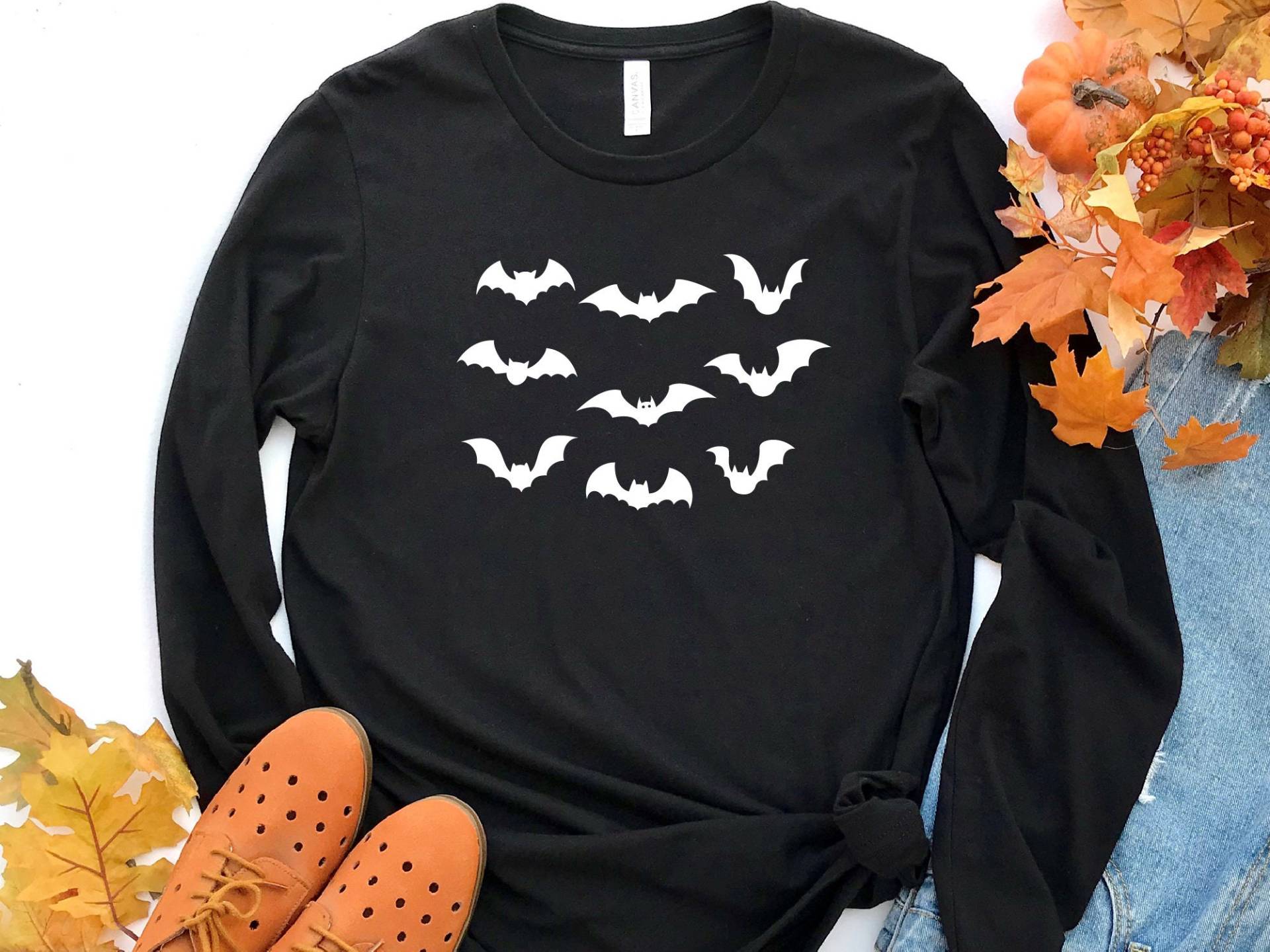 Langarm Fledermäuse Halloween Shirt, Party, Kostüm, Süßes Süßes Oder Saures, Halloween, Gruselsaison von craftgatedesign
