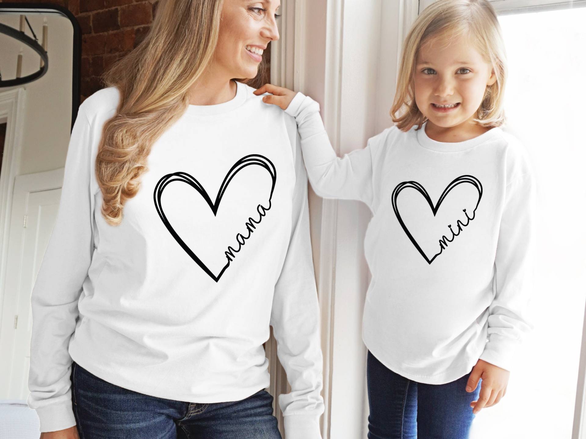 Mama Mini Langarm-Shirt, Und Ich Outfits, Matching, Muttertagsgeschenk, Mutter Tochter Langarm, Mutter-Tochter-Set von craftgatedesign