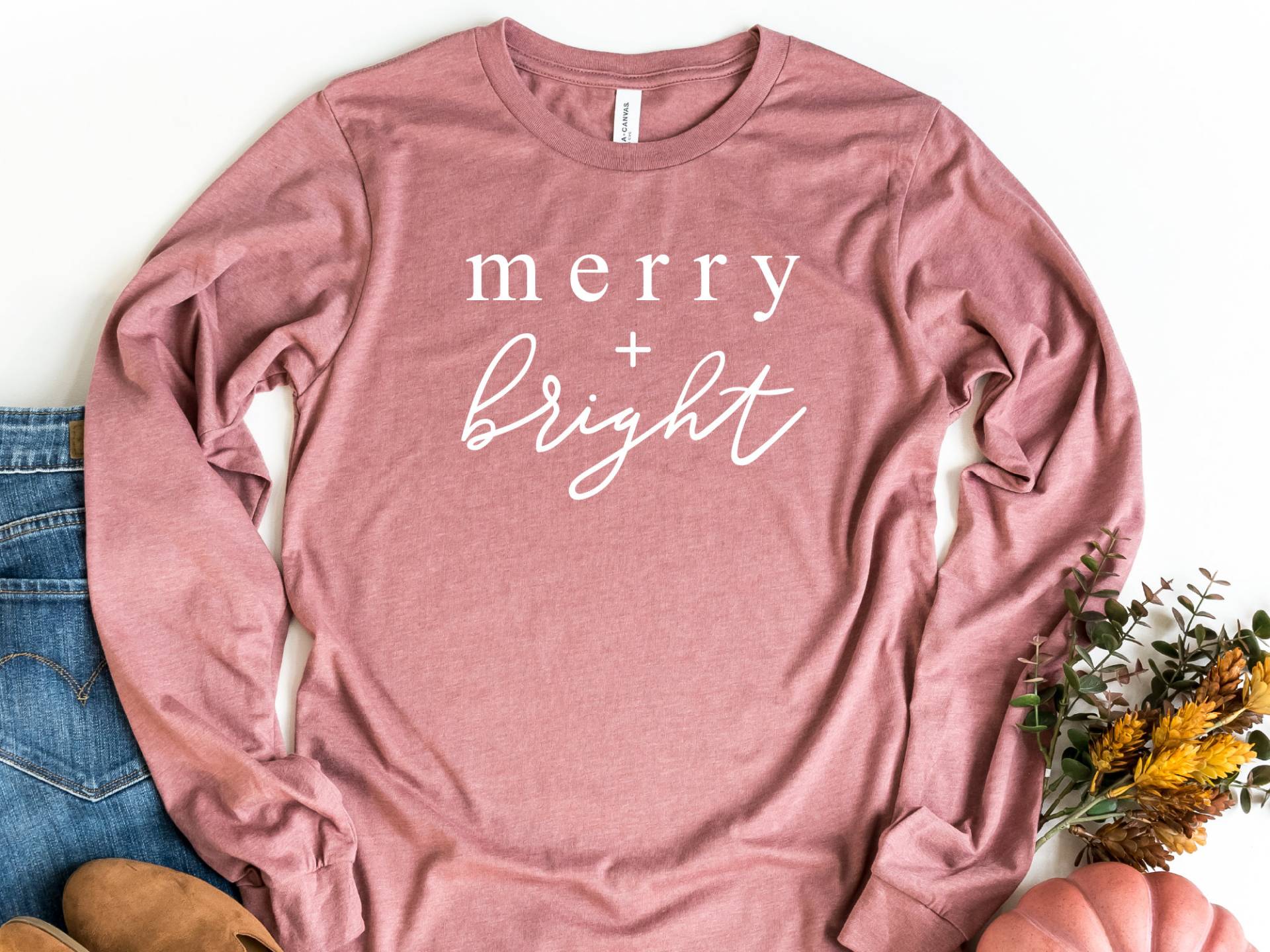 Merry Bright Langarm-T-Shirt, Shirt, Weihnachten Frohe Weihnachtsgeschenk T-Shirt, Weihnachtspullover von craftgatedesign