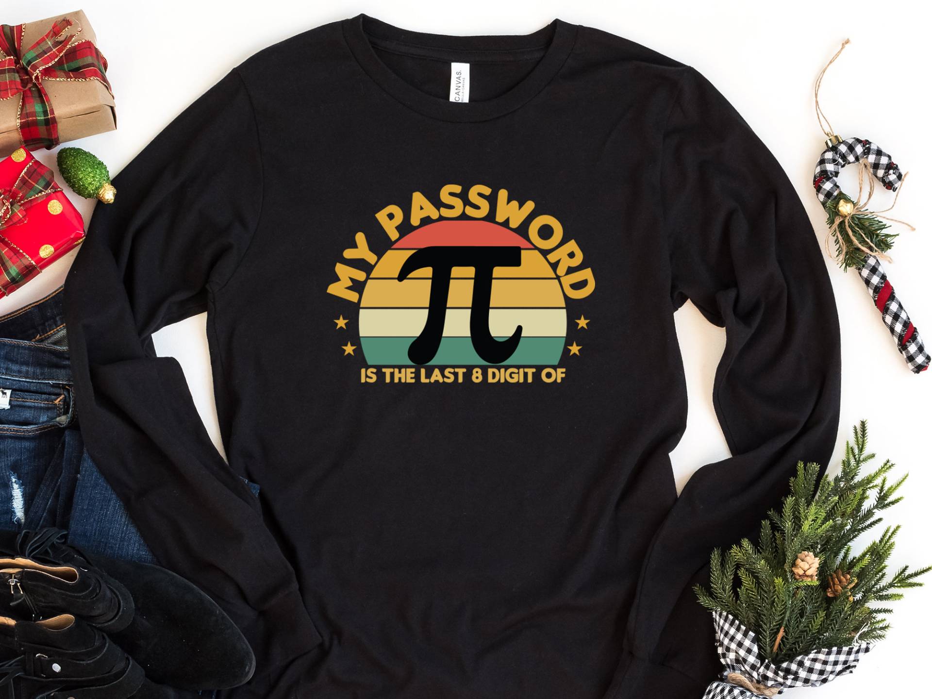 Retro Pi Passwrod Langarm-Shirt, Mein Passwort Ist Die Letzten 8 Ziffern Von Shirt, Mathe-Professor-Lehrer-Shirt Geschenk, Math-Geek-Nerd-T-Shirt von craftgatedesign