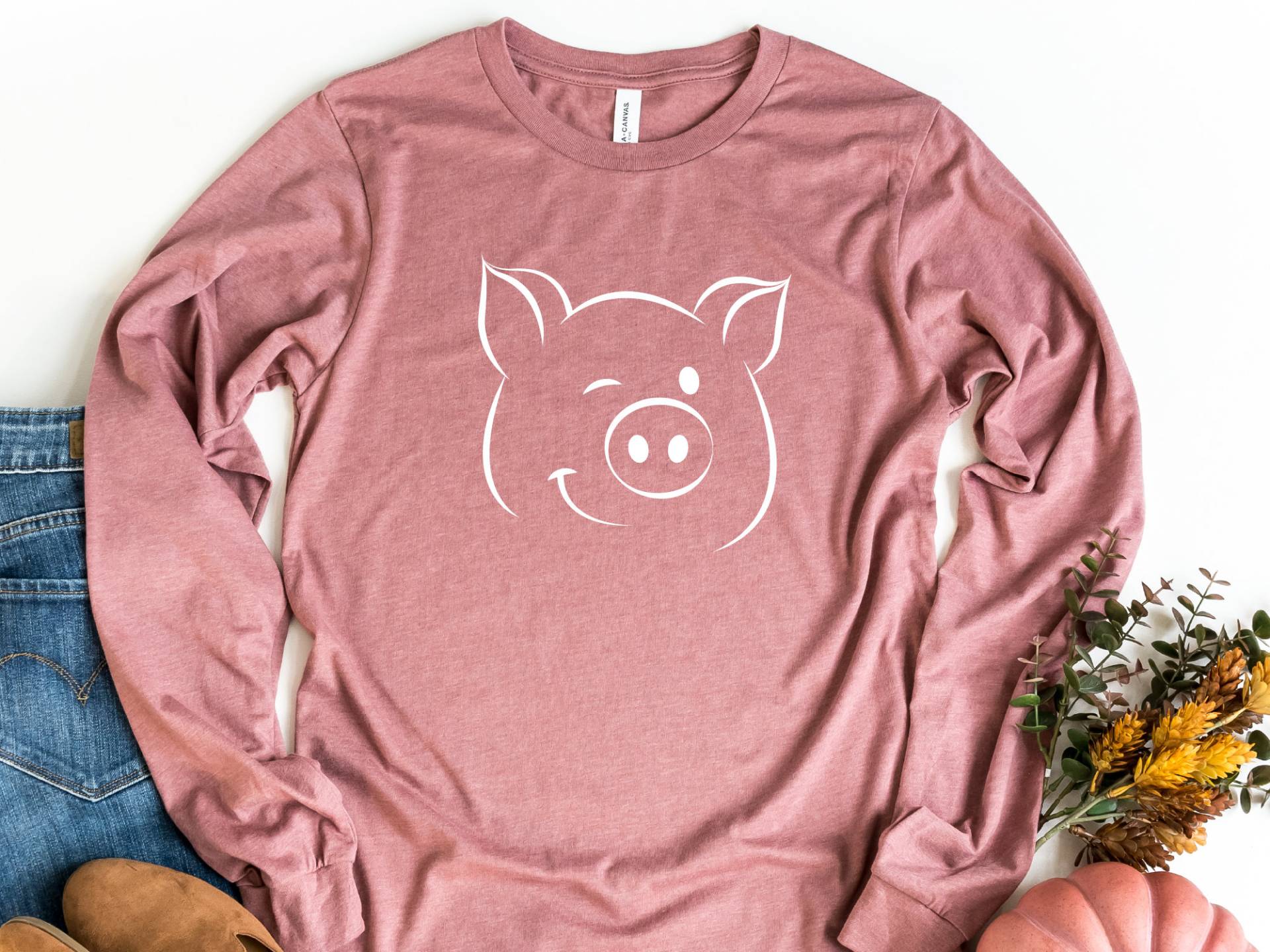 Schwein Langarm Shirt, Süßes Bauernhof Liebhaber Geschenk, Lustiges Schwein, Tier Shirt von craftgatedesign