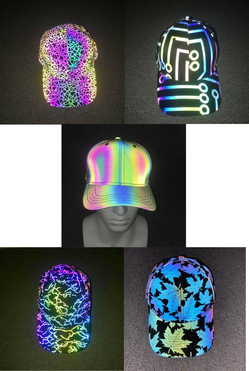 5 Designs Reflektierende Mütze Verstellbar Hip Hop Tänzer Sänger Kleidung Ins Hot Bunt Erwachsene von craftmaking