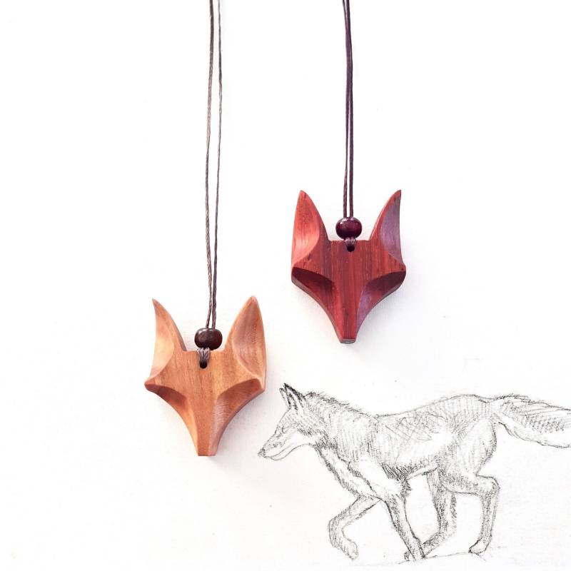 Rotfuchs Halskette Kitsune Holz Anhänger Tier Schmuck Weihnachtsgeschenk Rotfuchs Halskette Kitsune Holz Anhänger Tier Schmuck Weihnachtsgeschenk von craftsolive