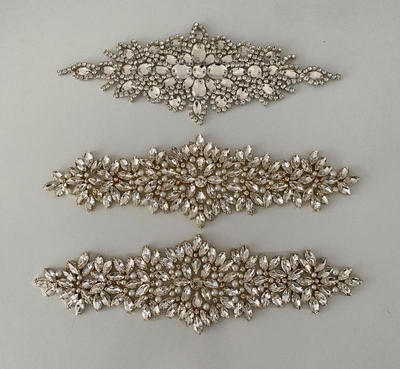 Bündel 3 Stück Strasssteine Verzierung Motiv Kristallperlen Applikation Patch von craftuneed